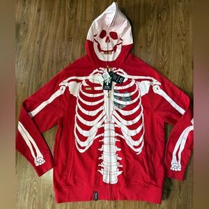 LRG Dead Serious Zip Up Skeleton Hoodie Red XXL DS BNWT Kanye West
